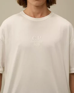 T-shirts & Polo<C.P. Company 20/1 Jersey Boxy Logo T-Shirt Gauze White