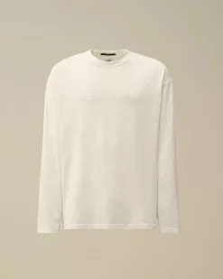 T-shirts & Polo<C.P. Company 20/1 Jersey Boxy Longsleeve Logo T-Shirt Gauze White