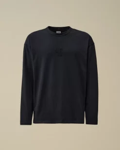 T-shirts & Polo<C.P. Company 20/1 Jersey Boxy Longsleeve Logo T-Shirt Total Eclipse – Blue
