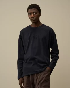 T-shirts & Polo<C.P. Company 20/1 Jersey Boxy Longsleeve Logo T-Shirt Total Eclipse – Blue