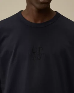 T-shirts & Polo<C.P. Company 20/1 Jersey Boxy Longsleeve Logo T-Shirt Total Eclipse – Blue