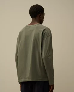 T-shirts & Polo<C.P. Company 20/1 Jersey Boxy Longsleeve Logo T-Shirt Grape Leaf – Green