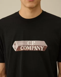 T-shirts & Polo<C.P. Company 30/1 Jersey 3D Logo T-Shirt Black