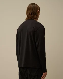 T-shirts & Polo<C.P. Company 30/1 Jersey Logo Label Longsleeve T-Shirt Black