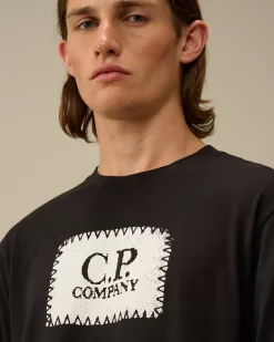 T-shirts & Polo<C.P. Company 30/1 Jersey Logo Label Longsleeve T-Shirt Black