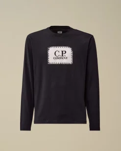 T-shirts & Polo<C.P. Company 30/1 Jersey Logo Label Longsleeve T-Shirt Total Eclipse – Blue
