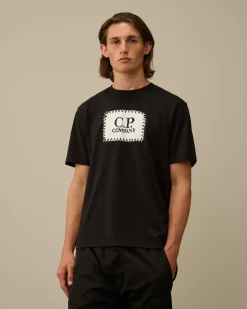 T-shirts & Polo<C.P. Company 30/1 Jersey Logo Label T-Shirt Black