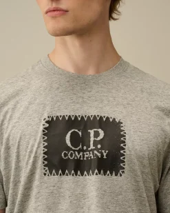 T-shirts & Polo<C.P. Company 30/1 Jersey Logo Label T-Shirt Greystone Melange