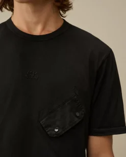 T-shirts & Polo<C.P. Company 20/1 Jersey Mixed Logo T-Shirt Black