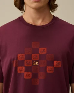 T-shirts & Polo<C.P. Company 24/1 Jersey Printed Logo Grid T-Shirt Potent Purple