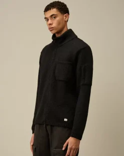 Jumpers<C.P. Company Alpaca Soft Zipped Knit Black