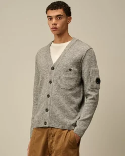 Jumpers<C.P. Company Alpaca Wool Buttoned Cardigan Graphite Melange – Grey