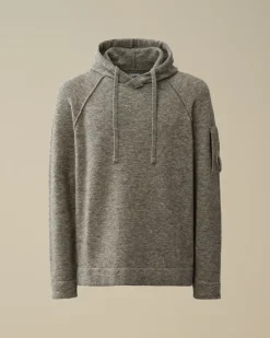 Jumpers<C.P. Company Alpaca Wool Hooded Knit Graphite Melange – Grey