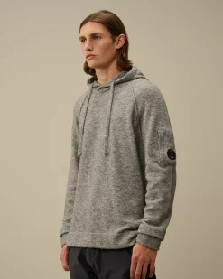 Jumpers<C.P. Company Alpaca Wool Hooded Knit Graphite Melange – Grey