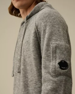 Jumpers<C.P. Company Alpaca Wool Hooded Knit Graphite Melange – Grey