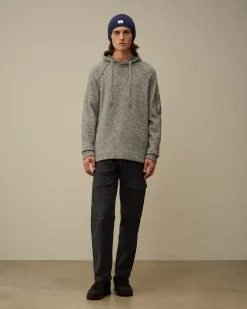 Jumpers<C.P. Company Alpaca Wool Hooded Knit Graphite Melange – Grey