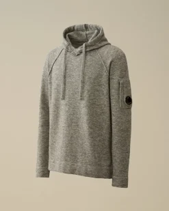 Jumpers<C.P. Company Alpaca Wool Hooded Knit Graphite Melange – Grey