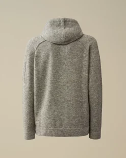 Jumpers<C.P. Company Alpaca Wool Hooded Knit Graphite Melange – Grey
