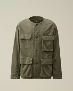 Overshirt<C.P. Company Armored Stretch Satin Buttoned Overshirt Grape Leaf – Green