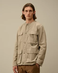 Overshirt<C.P. Company Armored Stretch Satin Buttoned Overshirt Vintage Khaki – Beige