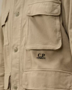 Overshirt<C.P. Company Armored Stretch Satin Buttoned Overshirt Vintage Khaki – Beige