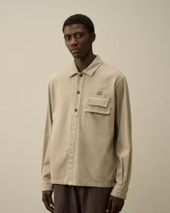 Shirt<C.P. Company Armored Stretch Satin Buttoned Shirt Vintage Khaki – Beige