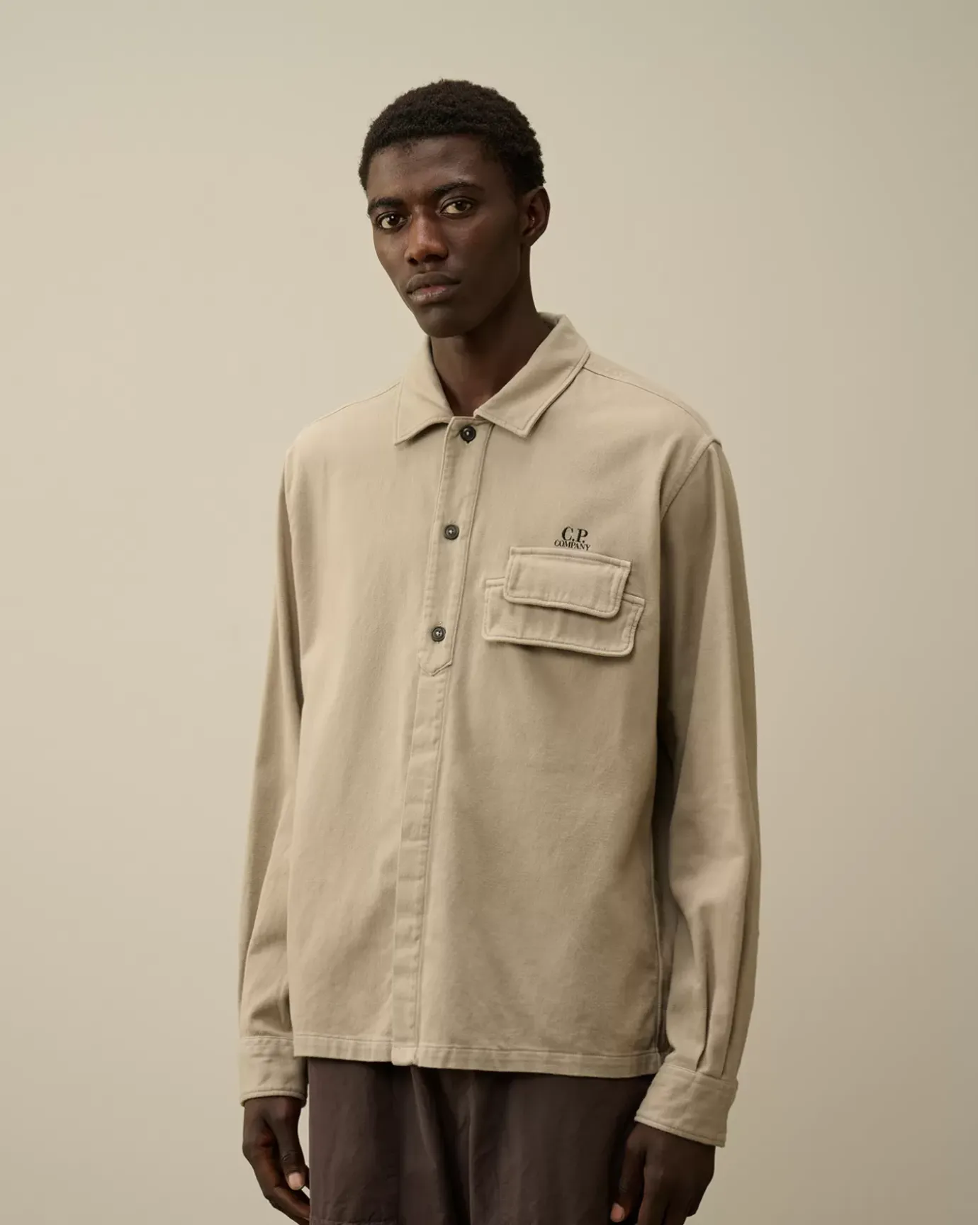 Shirt<C.P. Company Armored Stretch Satin Buttoned Shirt Vintage Khaki – Beige