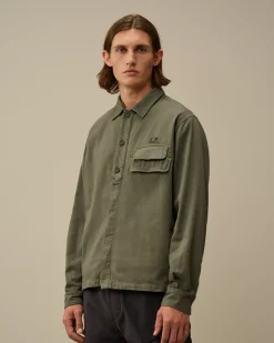 Shirt<C.P. Company Armored Stretch Satin Buttoned Shirt Grape Leaf – Green