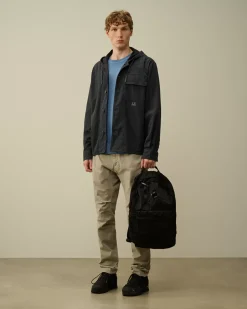 Overshirt<C.P. Company Armored Stretch Satin Hooded Buttoned Overshirt Black Sand