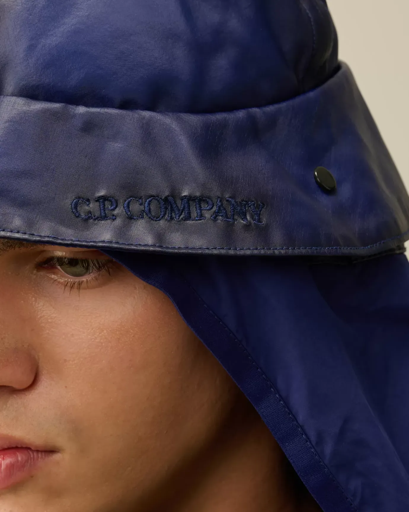 Hats<C.P. Company Bi-Film Neck Flap Bucket Hat Estate Blue