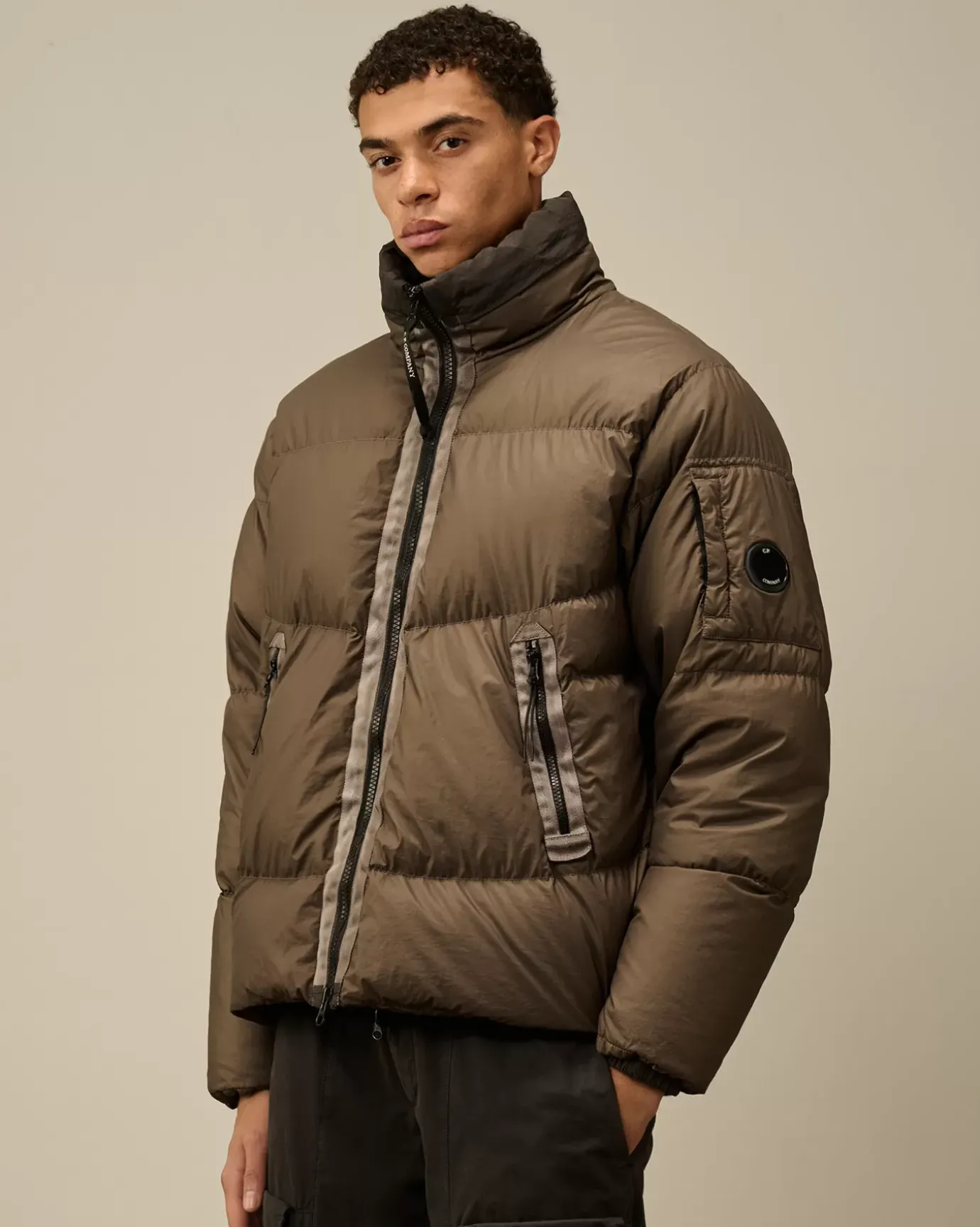 Jacket & Coats<C.P. Company Bi-TM Hooded Down Jacket Walnut – Beige