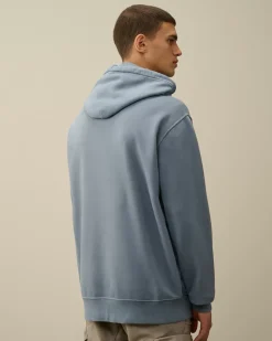 Sweatshirts<C.P. Company Brushed and Emerized Diagonal Fleece Lens Hooded Sweatshirt Flint Stone – Blue
