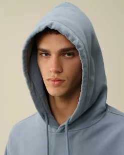 Sweatshirts<C.P. Company Brushed and Emerized Diagonal Fleece Lens Hooded Sweatshirt Flint Stone – Blue