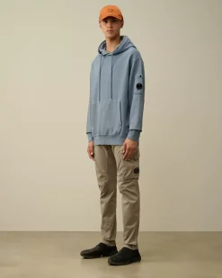 Sweatshirts<C.P. Company Brushed and Emerized Diagonal Fleece Lens Hooded Sweatshirt Flint Stone – Blue