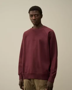 Sweatshirts<C.P. Company Brushed and Emerized Diagonal Fleece Logo Crew Neck Sweatshirt Potent Purple