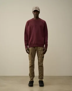 Sweatshirts<C.P. Company Brushed and Emerized Diagonal Fleece Logo Crew Neck Sweatshirt Potent Purple
