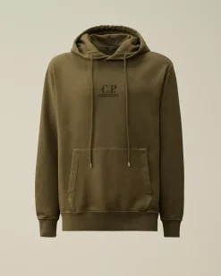 Sweatshirts<C.P. Company Brushed and Emerized Diagonal Fleece Logo Hooded Sweatshirt Grape Leaf – Green