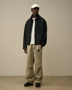 Sweatshirts<C.P. Company Brushed and Emerized Diagonal Fleece Hooded Utility Sweatshirt Black Sand