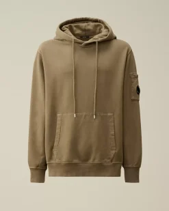 Sweatshirts<C.P. Company Brushed and Emerized Diagonal Fleece Lens Hooded Sweatshirt Walnut – Beige