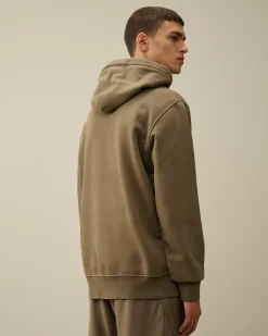 Sweatshirts<C.P. Company Brushed and Emerized Diagonal Fleece Lens Hooded Sweatshirt Walnut – Beige
