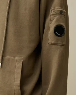 Sweatshirts<C.P. Company Brushed and Emerized Diagonal Fleece Lens Hooded Sweatshirt Walnut – Beige