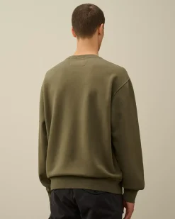 Sweatshirts<C.P. Company Brushed and Emerized Diagonal Fleece Lens Crew Neck Sweatshirt Grape Leaf – Green