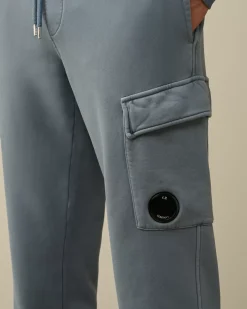 Tracksuits & Shorts<C.P. Company Brushed and Emerized Diagonal Fleece Cargo Sweatpants Flint Stone – Blue