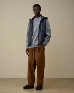 Sweatshirts<C.P. Company Brushed and Emerized Diagonal Fleece Logo Crew Neck Sweatshirt Flint Stone – Blue