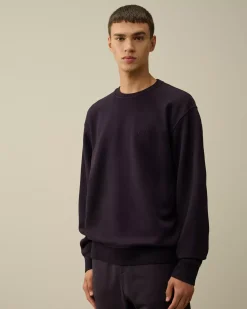 Sweatshirts<C.P. Company Brushed and Emerized Diagonal Fleece Logo Crew Neck Sweatshirt Nightshade – Purple