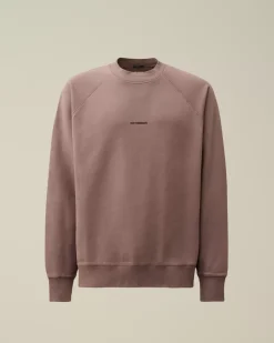 Sweatshirts<C.P. Company Brushed and Emerized Diagonal Fleece Logo Crew Neck Sweatshirt Purple Dove