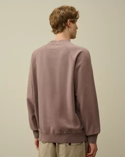 Sweatshirts<C.P. Company Brushed and Emerized Diagonal Fleece Logo Crew Neck Sweatshirt Purple Dove