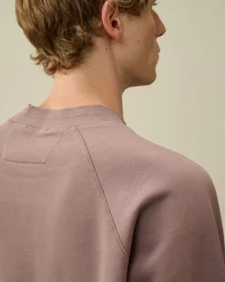 Sweatshirts<C.P. Company Brushed and Emerized Diagonal Fleece Logo Crew Neck Sweatshirt Purple Dove