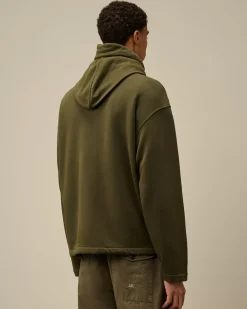 Sweatshirts<C.P. Company Brushed and Emerized Diagonal Fleece Zipped Hooded Sweatshirt Grape Leaf – Green