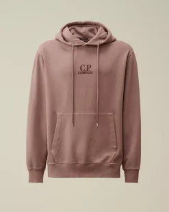 Sweatshirts<C.P. Company Brushed and Emerized Diagonal Fleece Logo Hooded Sweatshirt Purple Dove